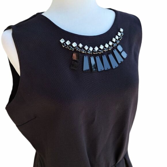 Worthington Peplum Embellished Black Top Size L - Picture 5 of 14